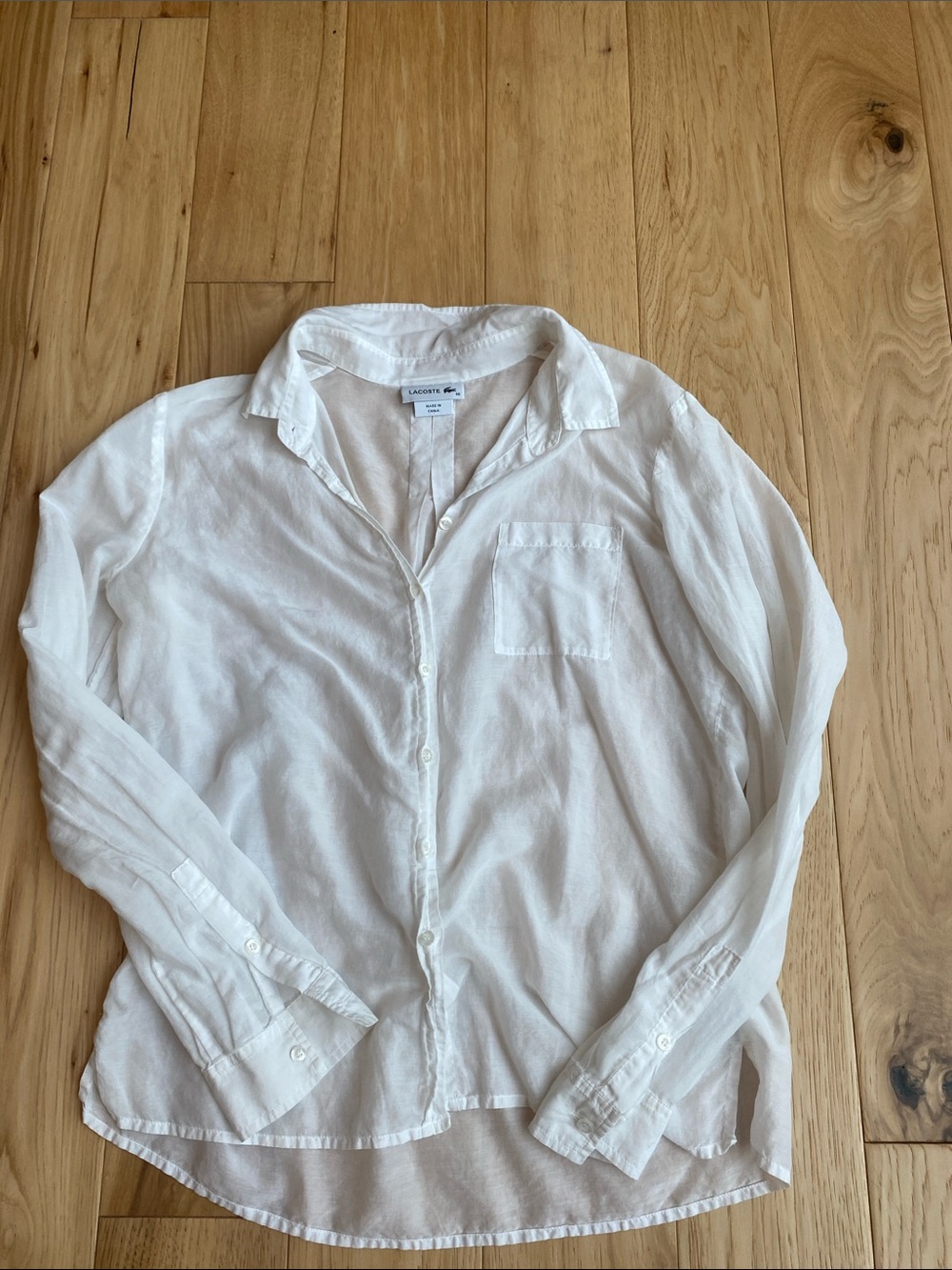 Lacoste White Long-Sleeve Button-Down Shirt